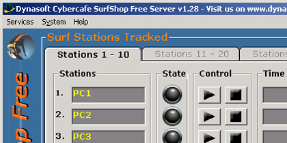 Click to view Dynasoft Cybercafe SurfShop Free 2.04 screenshot