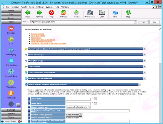 Internet billing software system